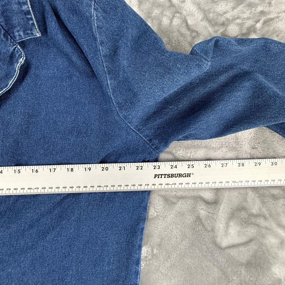 Vintage Joanna Denim Blazer Jacket Blue Cotton Single Button Shoulder Pads M - Picture 6 of 13